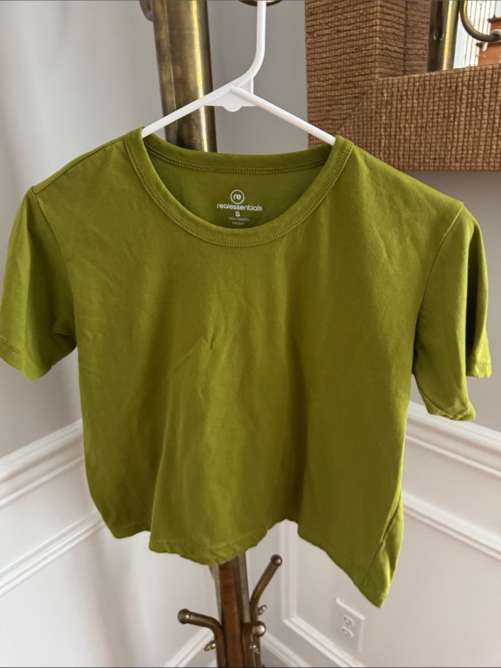 Essentials Olive Green Crop Tee - Short Sleeve Crew